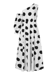 Polka Dot Strapless Leisure Casual Long Sleeve Dress For Women