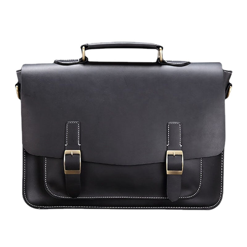 Men PU Leahter Large Capacity Cover Briefcase Retro Waterproof Wear-resistant Horizontal Crossbody Bags Shoulder Bag Messenger