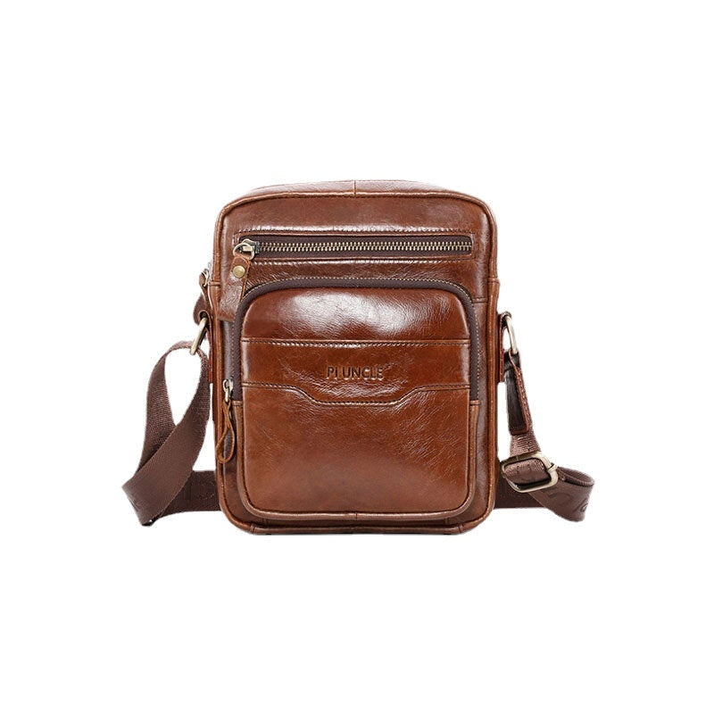 Men Genuine Leather Multi-function Retro Wear-resisant Large Capacity Handbag Shoulder Bag Cross Body