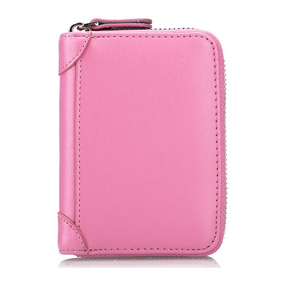 Large Capacity RFID Genuine Leather Men Women Casual Zipper Creddit Card Holder