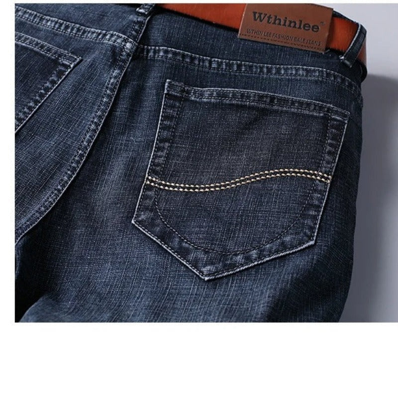 Men's Classic Straight Fit Stretch Jeans – Midweight Denim Trousers for Work & Casual