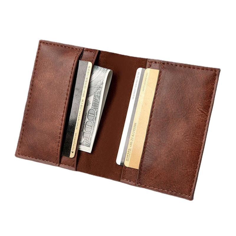 Women Short Bifold Wallet Splicing Rivet Design Vintage Business Card Holder