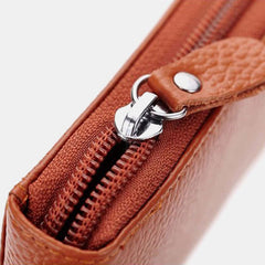 Men Women Genuine Leather Zipper Card Holder Wallet