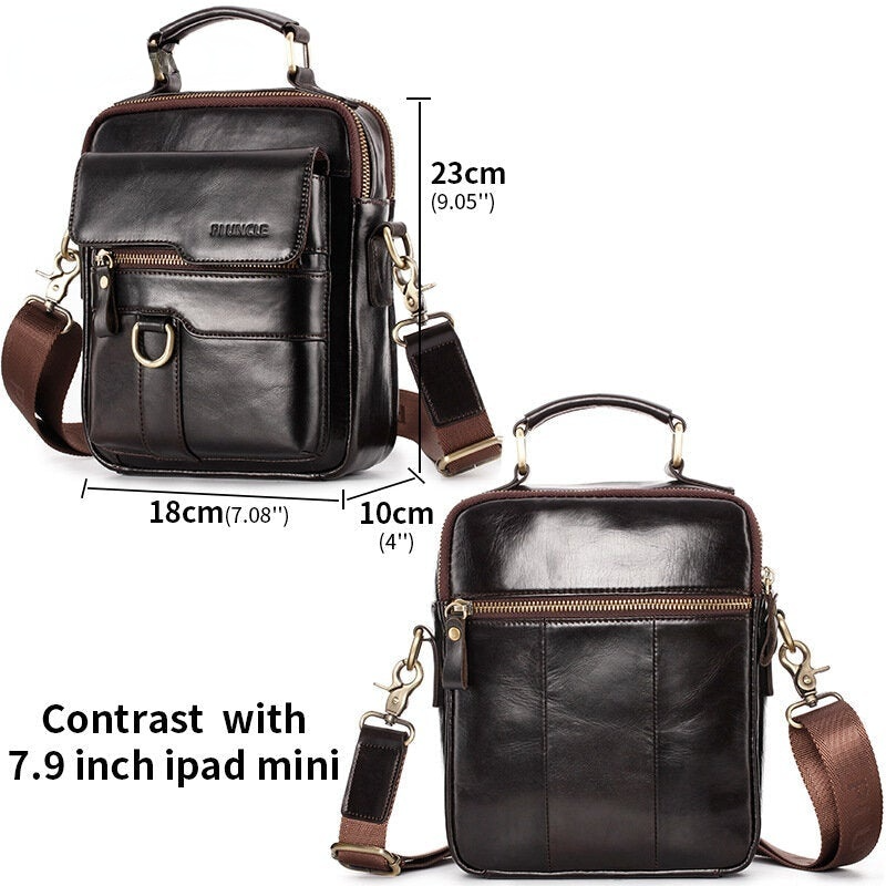 Men Genuine Leather Large Capacity Shoulder Bag Handbag