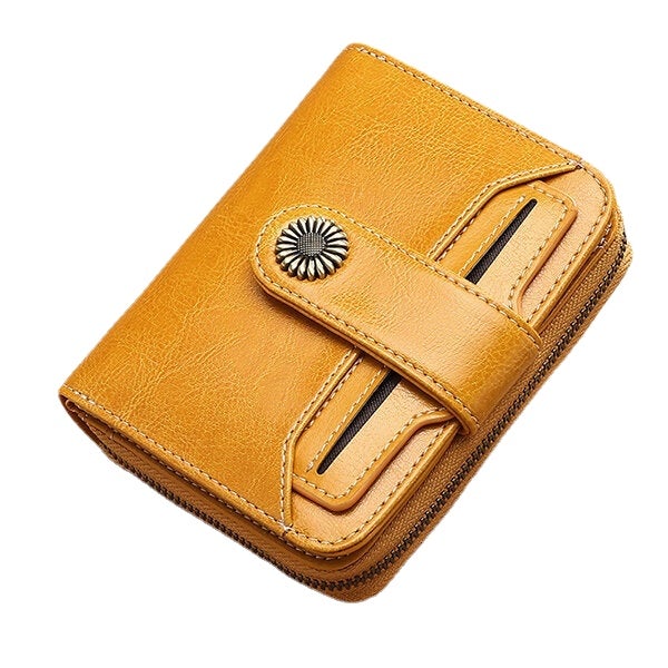 Women Genuine Leather Short Section Multi-function Coin Purse Card Holder Wallet