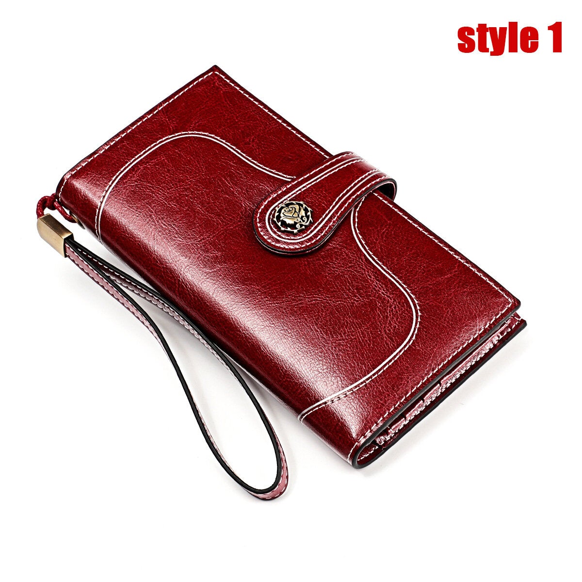 women genuine leather elegant vintage long wallet phone bag