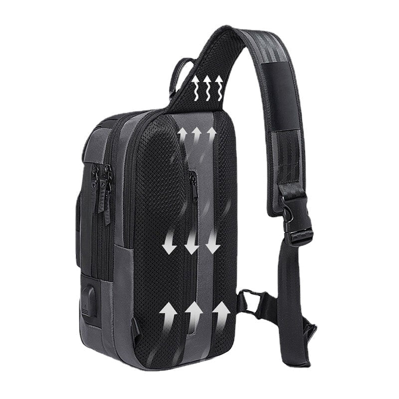 Men's Multifunction USB Charging Crossbody Bag for 15.6" Laptop with Multi-Pockets