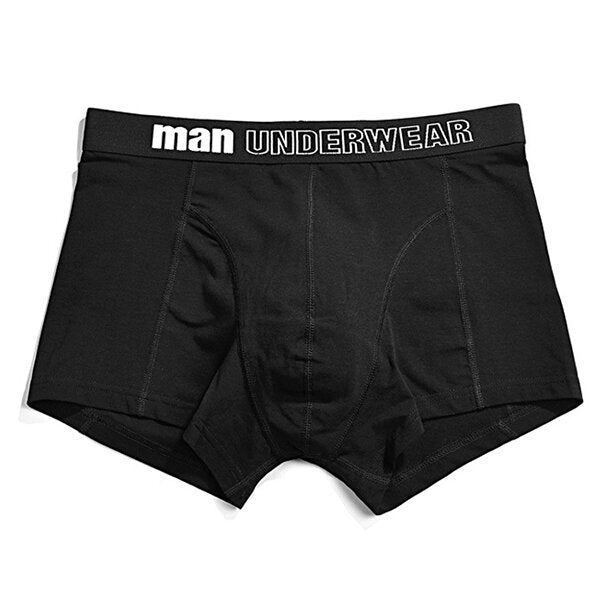 Mens Cotton Breathable Casual U Convex Underwear Pure Color Mid Rise Boxers