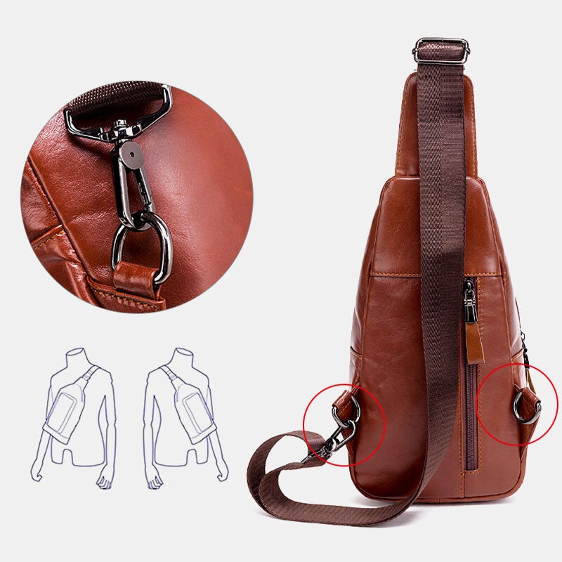 Men Genuine Leather Chest Bag Shoulder Crossbody First Layer Trend Fashion