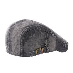 Men Washed Denim Made-old Casual Retro Driver Flat Hat Forward Hat Beret Hat