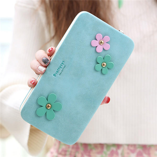 Women Flower 5.5 Inch Phone PU Wallet Case Cover Long Purse For Iphone Huawei Xiaomi