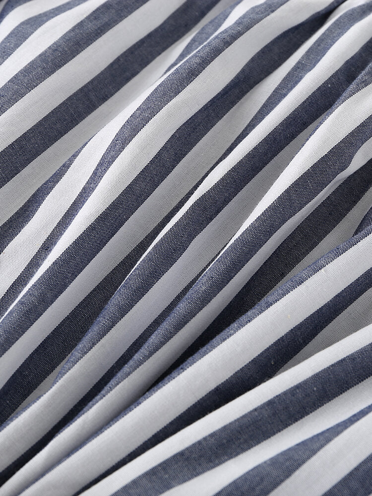 Mens 100% Cotton Basic Striped Breathable Loose Fit Home Lounge Shorts Boxers With Pocket