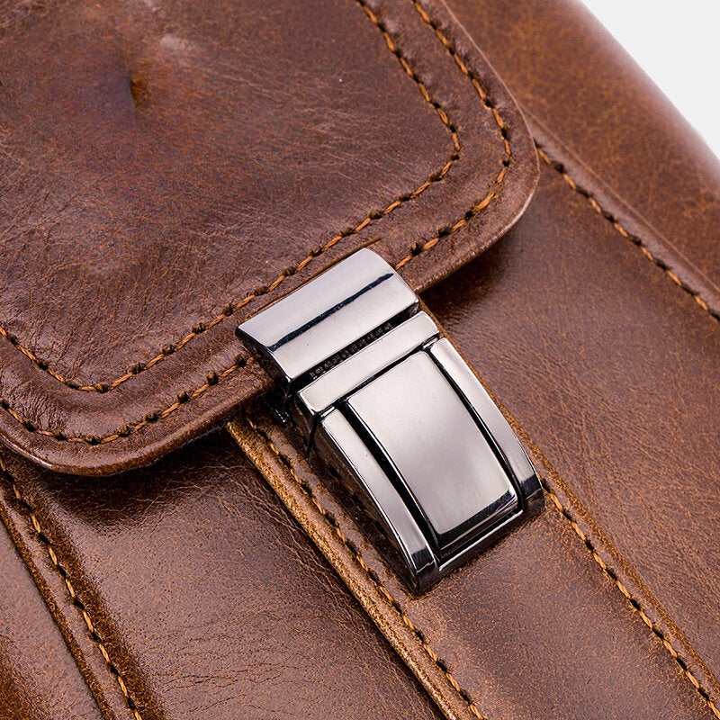 Retro Leather Zipper Phone Bag - Waist & Shoulder Carry