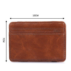 PU Money Card Clip Magic Wallet Casual Clutch Bus Card Bag