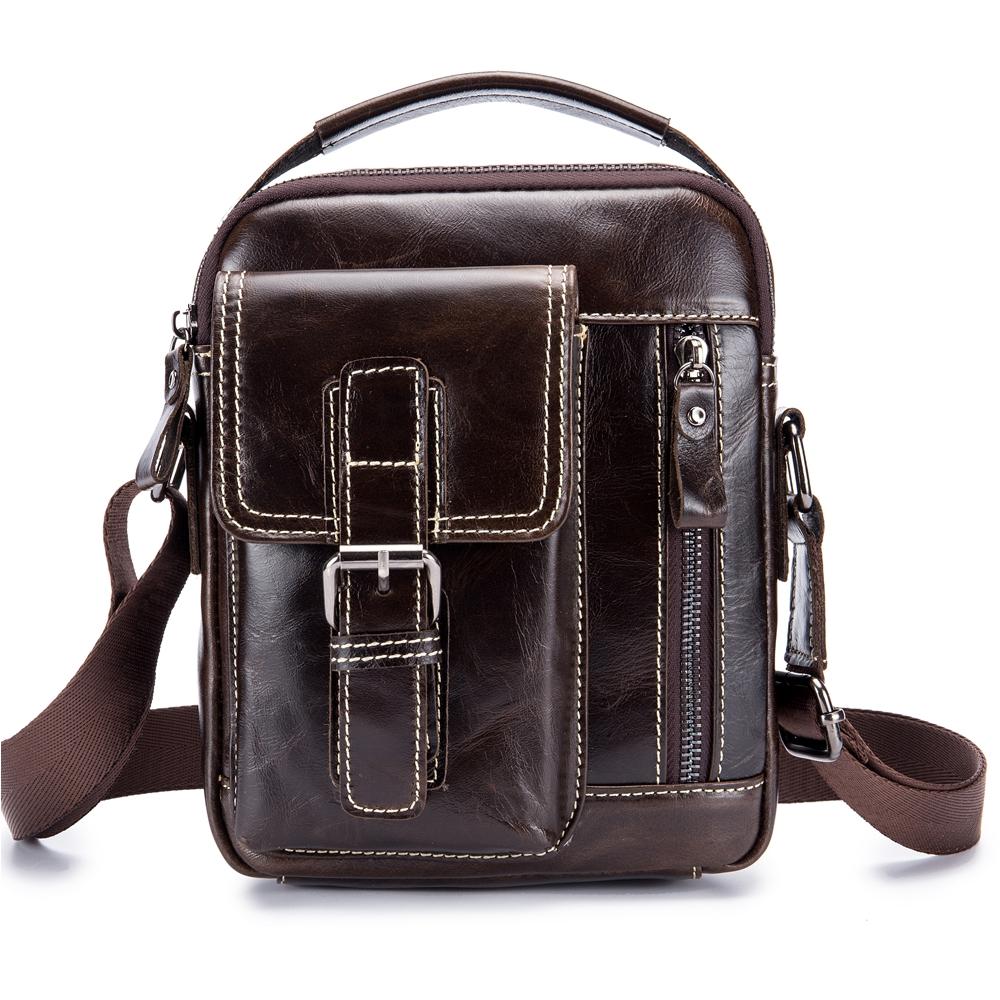 Men Classic Leather Handbag Casual Business Small Crossbody Bag Shoulder