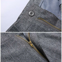 Men's Summer Breathable Linen Casual Pants Solid Color Middle Aged Loose Straight Trousers