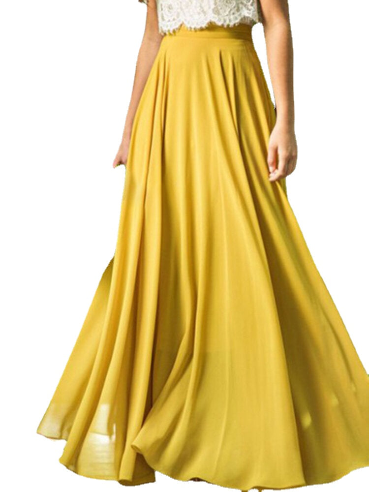 Women Solid Color Elegant Long Mesh Skirts