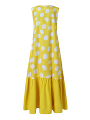 Sleeveless Splicing Polka Dot Summer Holiday Casual Dress For Women