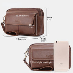 Men Vintage Genuine Leather Large Capacity Crossbody Bag Clutches