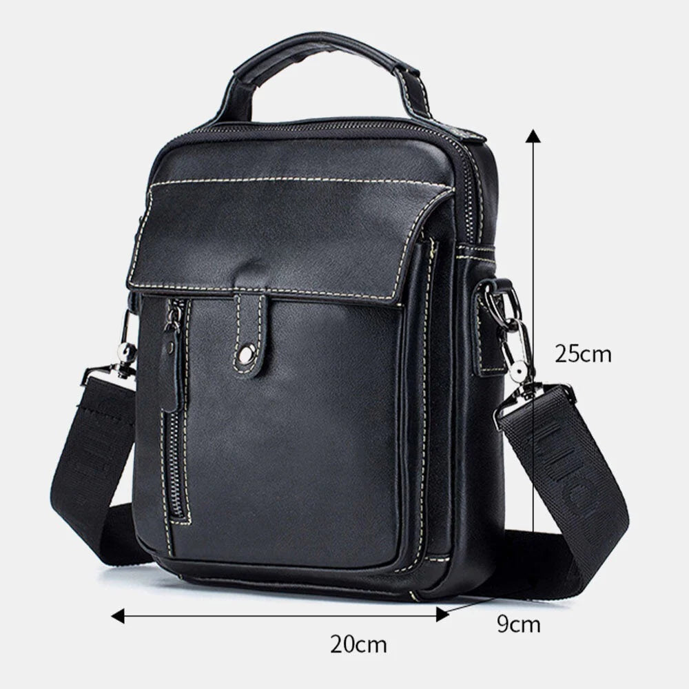 Men's Vintage Leather Waterproof Multi-pocket Crossbody Shoulder Bag