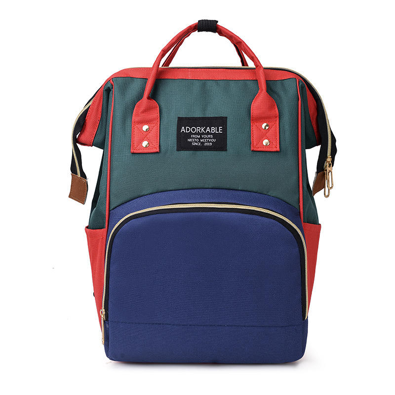 Women Fashion Canvas Casual Mummy And Kids Patchwork Backpack Handbag