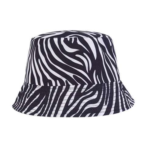 Women Double-Side-Wear Zebra Cow Panda Pattern Print Bucket Hat Fashion Casual All-match Sunscreen Beach Hat