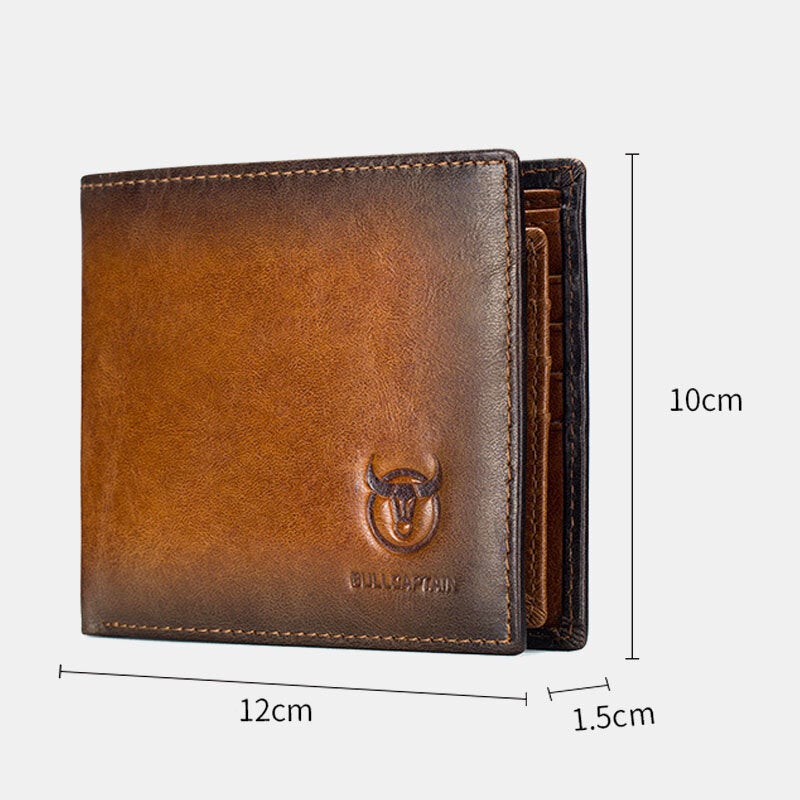 Men Genuine Leather Vintager RFID Blocking Anti-theft Wallet