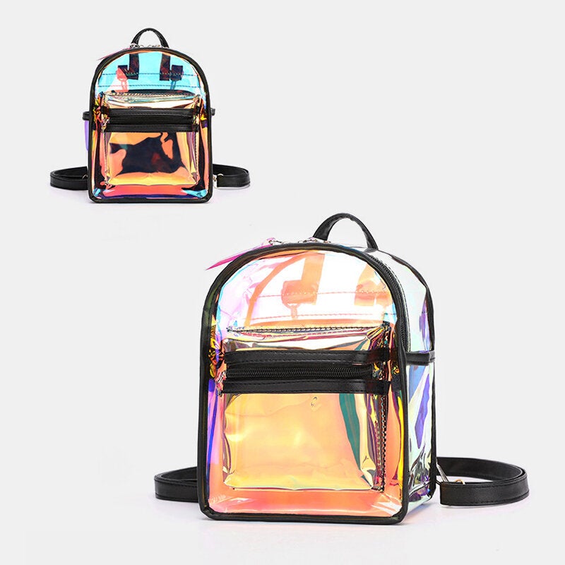 Women 2Pcs Transparent Jelly Multi-carry Mini Backpack Crossbody Bag Handbag