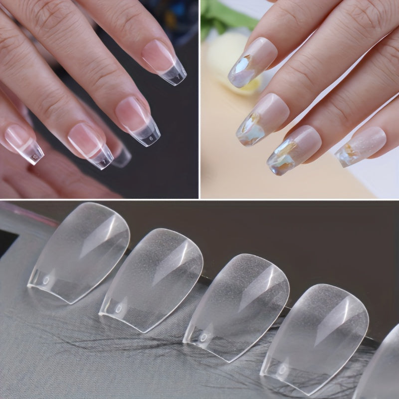 240pcs Soft Gel Nail Extensions - Extra Short Ballet Cut, Half Matte Clear, 12 Sizes - Ideal for Nail Art & Manicure