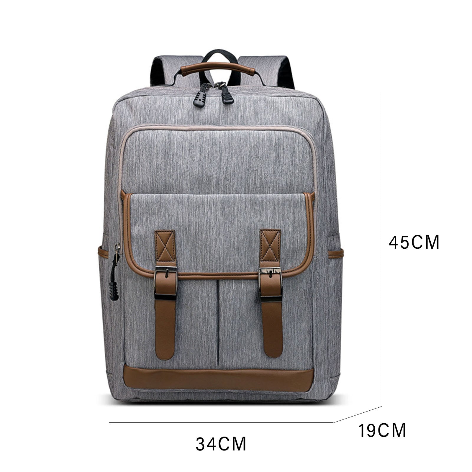 Men Polyester Casual Backpack Large-capacity Multi-pocket Zipper Backpack Travel Bag Laptop Bag