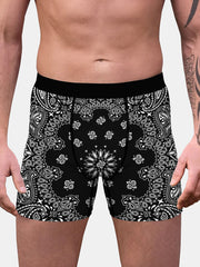 Mens Funny Allover Graffiti Heat Pint U Convex Breathable Boxer Briefs Mid Waist Underwear