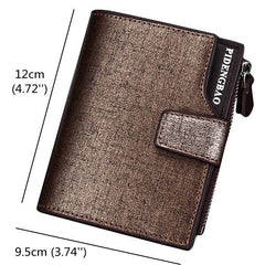 Men PU Leather Casual Wallet Hasp Zipper Credit Card Holder Coin Bag