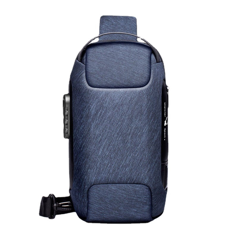 Men Oxford Password USB Charging Anti-theft Multi-Layers Waterproof Crossbody Bag Chest Bag Sling