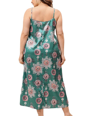 Women's Summer Dress Slip Dress Midi Dress Sexy Casual Print Graphic Strap Party Home Pink Green