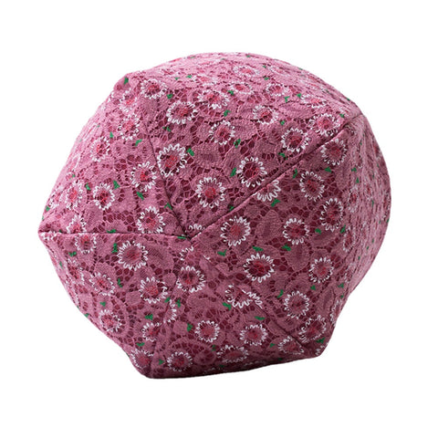 Women Lace Floral Pattern Printed Hollow Breathable Sun Protection Beanie Hat Baotou Hat