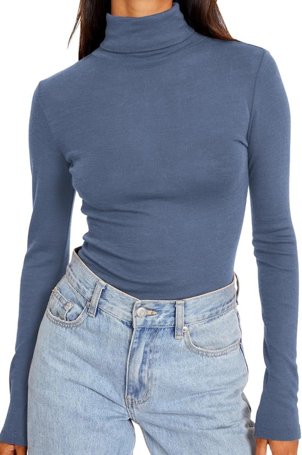 Women's Turtleneck Long Sleeve Shirts Fall Fashion Basic Layering Slim Fit Soft Thermal Underwear Tops