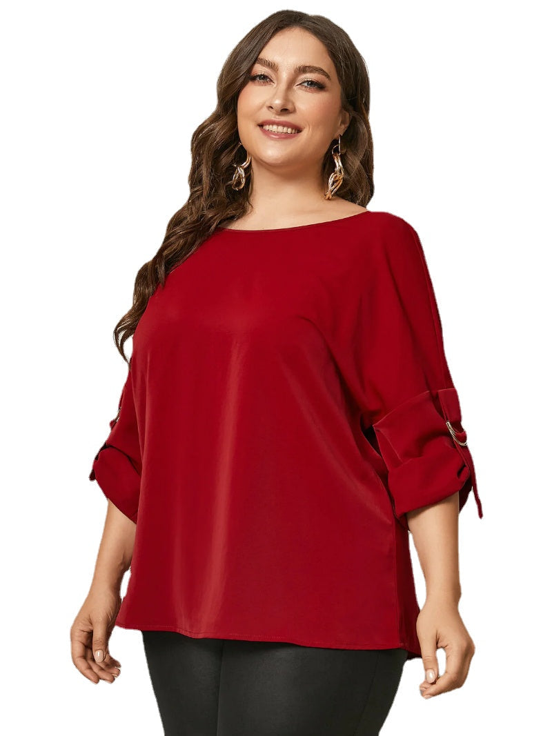 Plus Size Backless Design Criss-Cross Long Sleeves Blouse