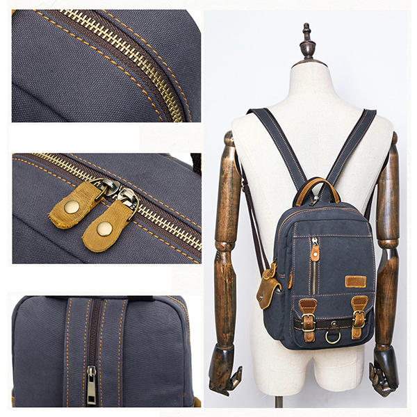 Multi-function Canvas Casual Bag Messenger Bag Shoulder Bag Small Backpack For Men Women