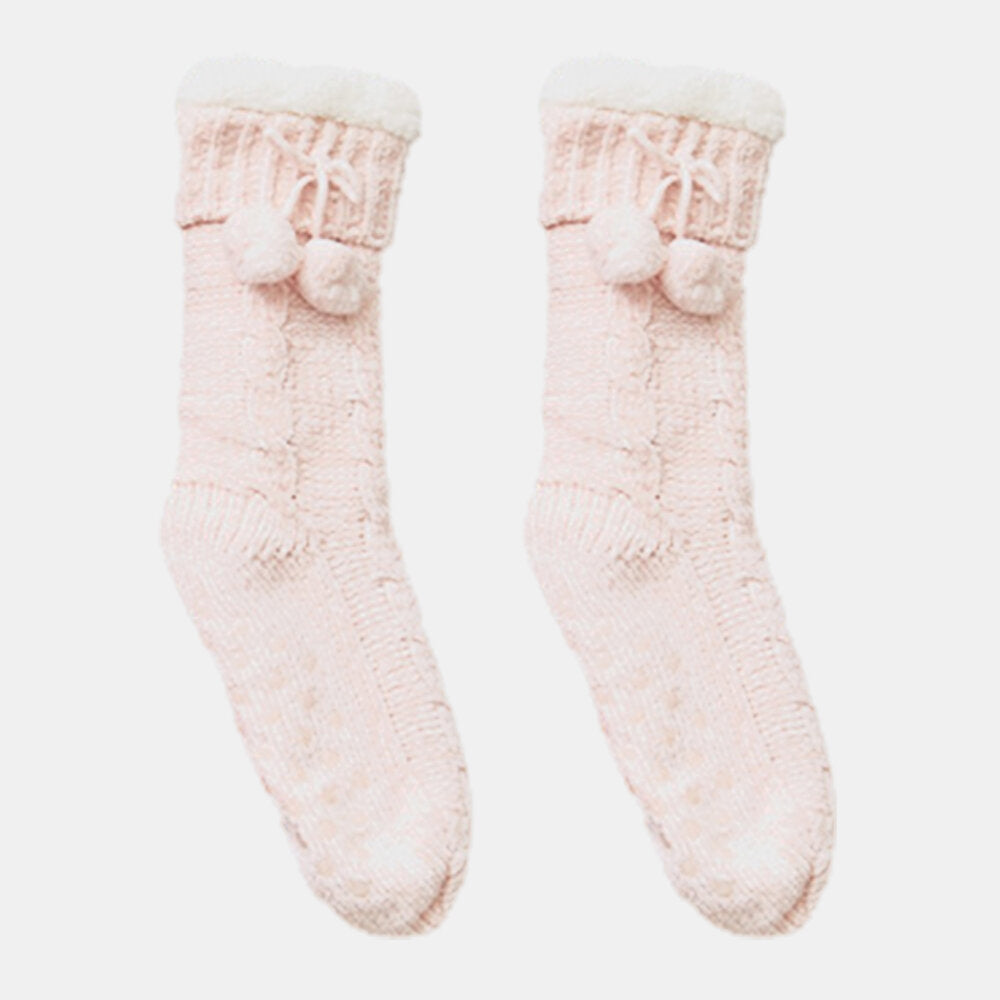 Women Warm Winter Outdoor Solid Color Plus Velvet Thicken Home Sleep Socks Tube Socks With Fluff