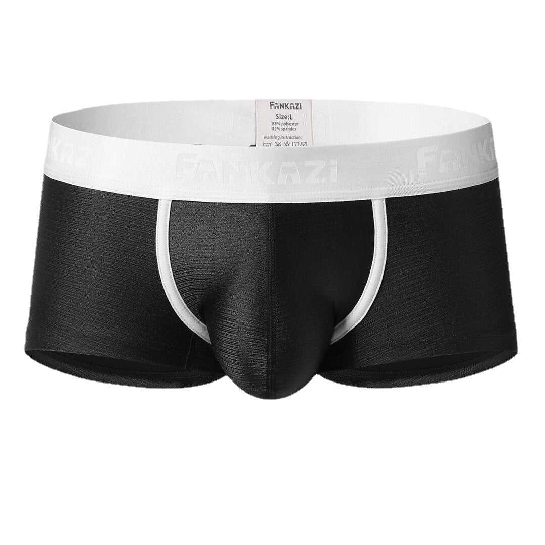 Mens Soft Comfy Ice Silk U Convex Boxer Briefs