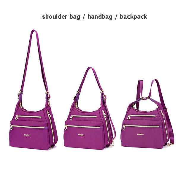 women nylon waterproof double sided crossbody multifunctional shoulder bag backpack