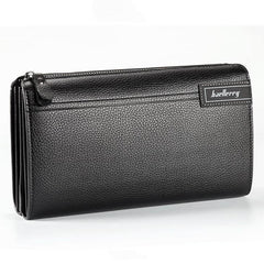 PU Business Casual Zipper Clutch Bag 4 Cash Pockets Wallet For Men