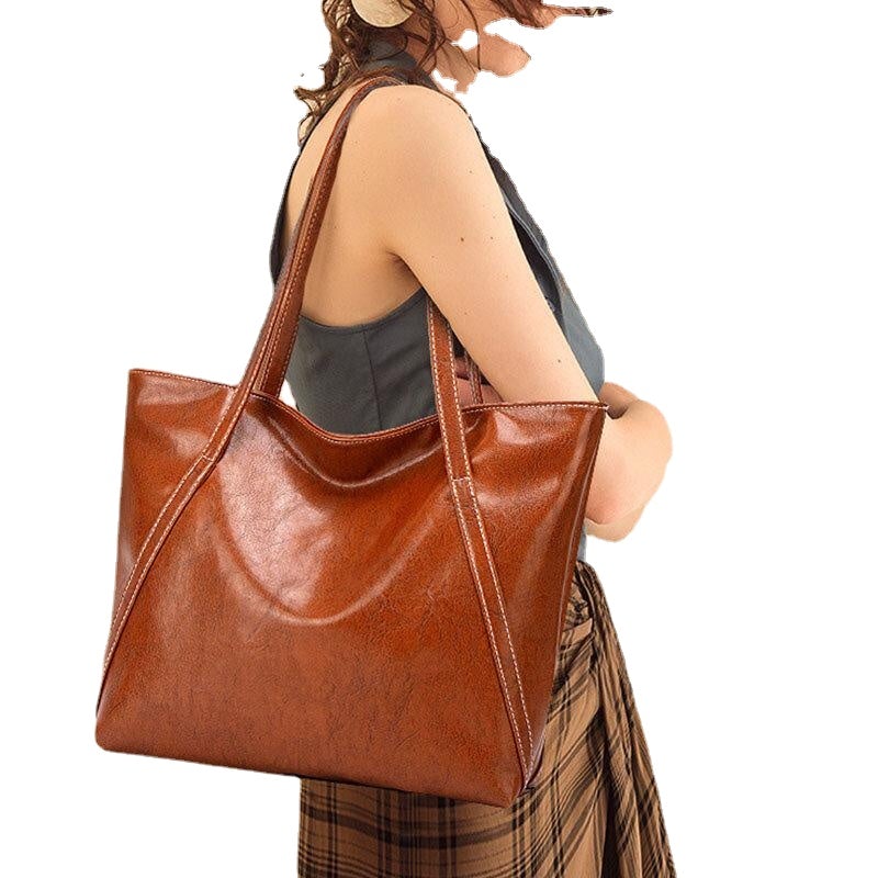 Women PU Leather Spring Vintage Large Capacity Shoulder Bag Handbag Tote