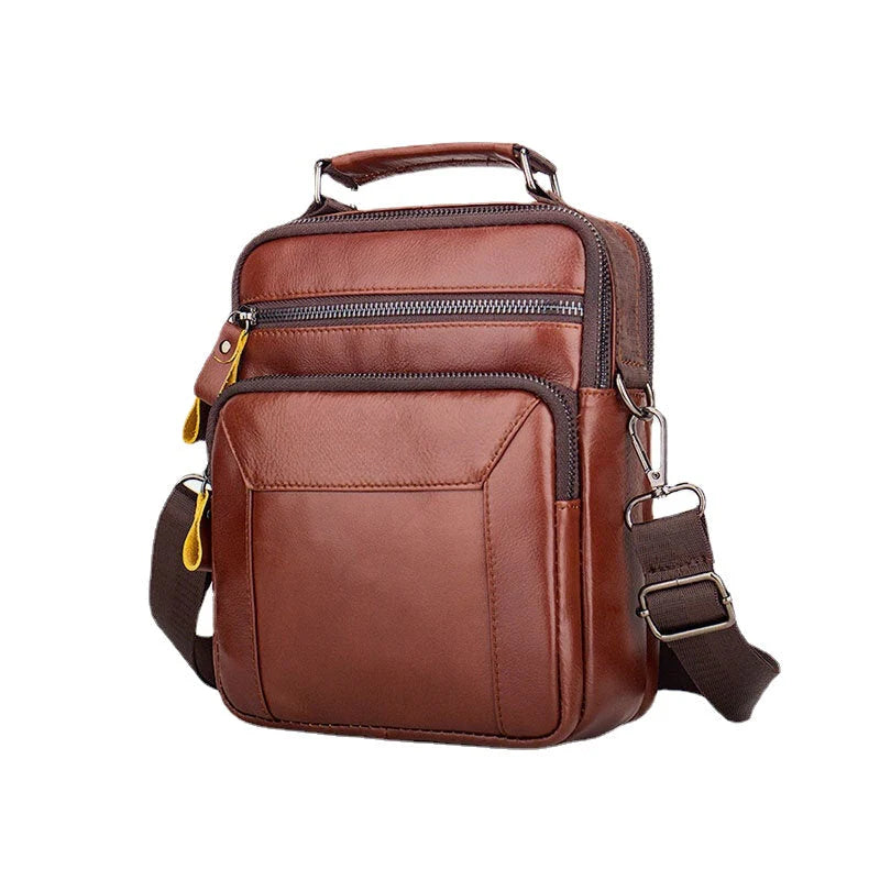 Men's Genuine Leather Multi-pocket Crossbody Sling Bag