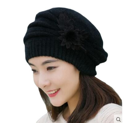 Women's Thick Knitted Fur Hat - Warm Winter Sweater Beanie