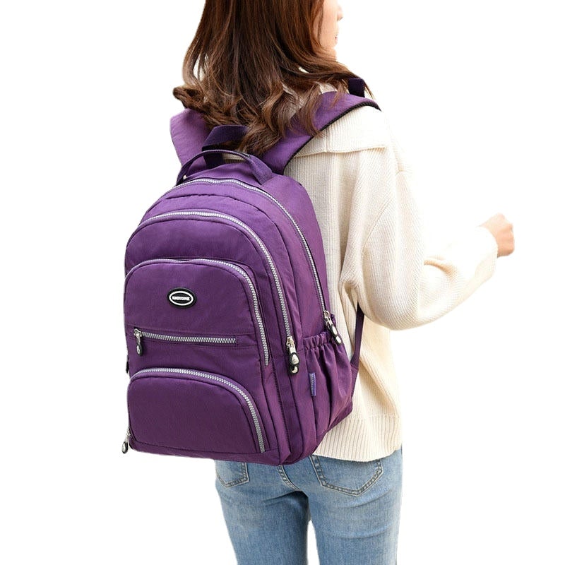 Women Nylon Multifunction Waterproof Casual Patchwork Backpack