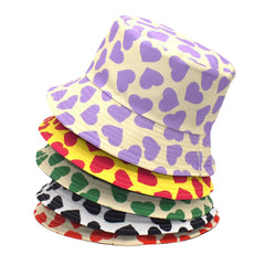 Women & Men Love Print Pattern Double-Sided Outdoor Casual Sunshade Bucket Hat