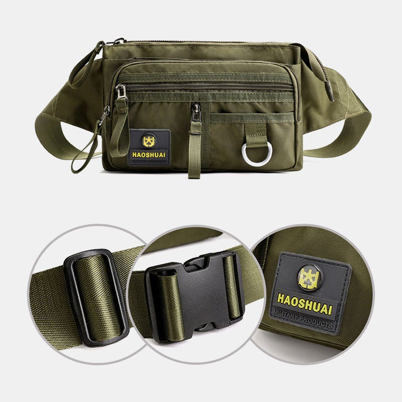 Men Nylon Multi-layer Large Capacity Chest Bag Multi-pocket Anti-theft Waist Bag Crossbody Shoulder