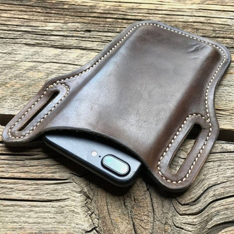 Men Vintage Casual Genuine Leather Fanny Pack 6.3/7.2 inch Phone Bag Waist Pouch Belt Purse
