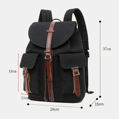 Women Canvas Double Front Pocket Design Large Capacity Backpack 14 Inch Laptop Bag